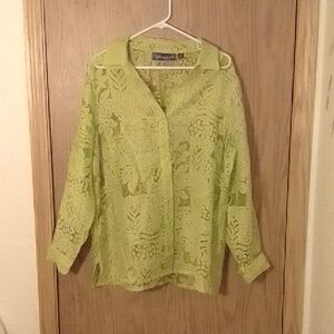 Susan Graver Lime Green Lace Blouse